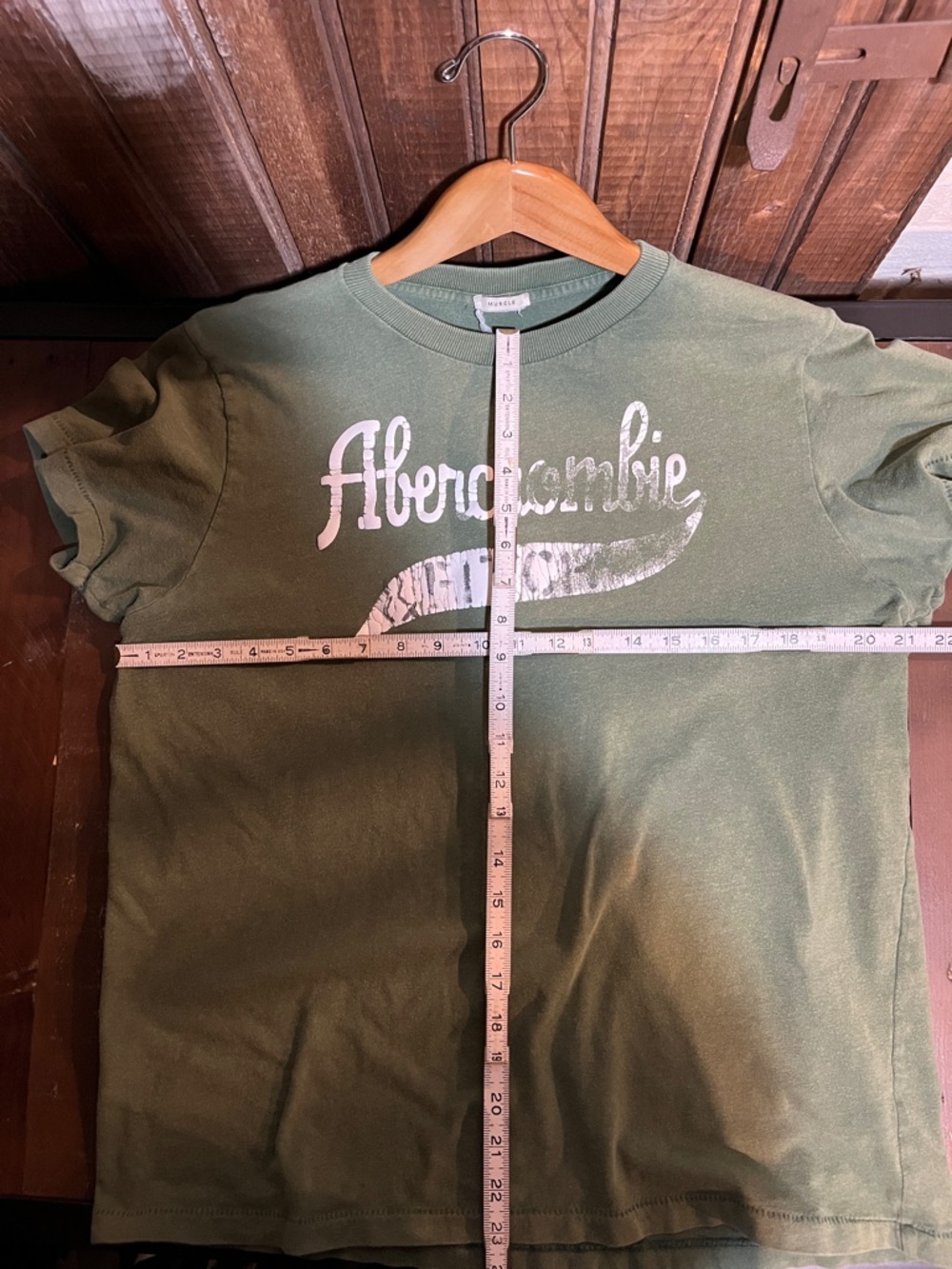 Abercrombie & Fitch Olive Green Logo Crew Tee - Picture 7 of 7